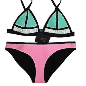 Teal and Pink Triangl Like Bikini
